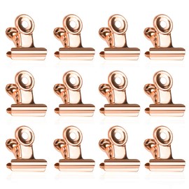 Small Bulldog Paper Clips, Pack of 50 Letter Clips Metal, 22 mm Hinge Paper Clips, Rose Gold Multi-function Binder Clips Clips for Photos, Home Office Supplies (Rose Gold)