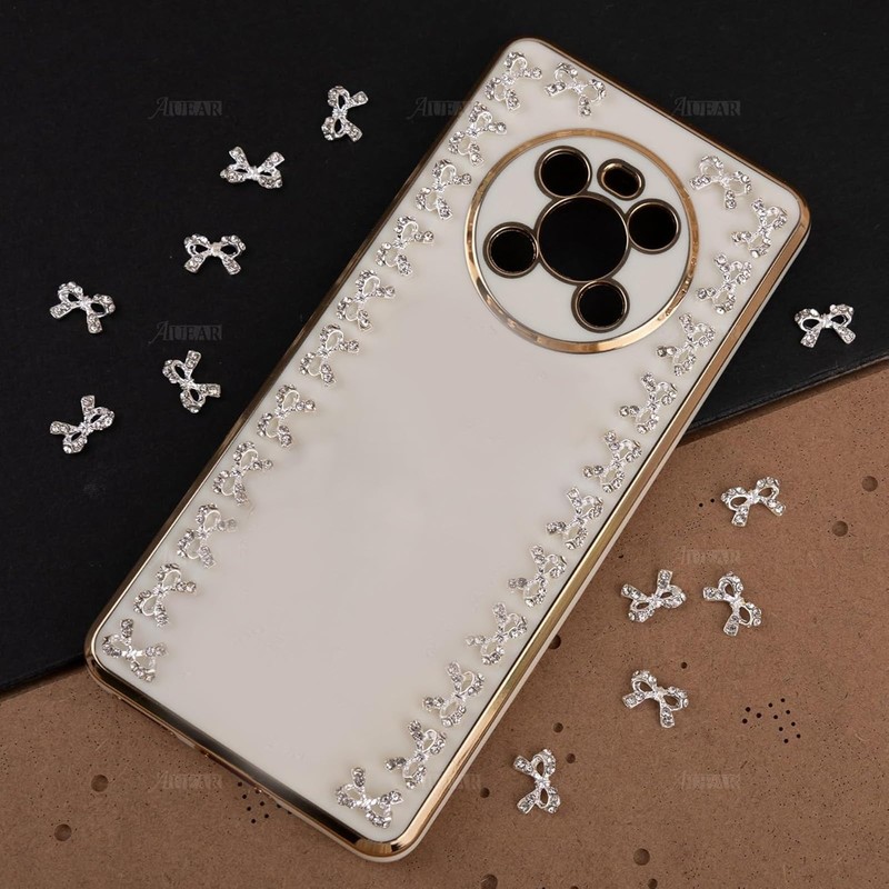 AUEAR, 40 Pack Nail Art Charms Bow Tie Rhinestones Crystal