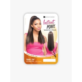 Sensationnel Instant Pony Half Wig - Synthetic Pony tail and Updo with adjustable Drawstring for seamless pony styles - INSTANT PONY Yaki (30 inch, F1B/BG)