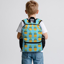 YSBKN Kid's Mini Backpack 12 Inch Pineapple with Sunglasses Blue Backpack Schoolbag Preschool Kindergarten Children Bag Nursery Travel Bag for Toddler Boys Girls Age 3-7