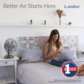 Lasko Oscillating Table Top Fan, Portable, 3 Quiet Speeds, for Bedroom, Kitchen and Office, 17", Bronze, R12210