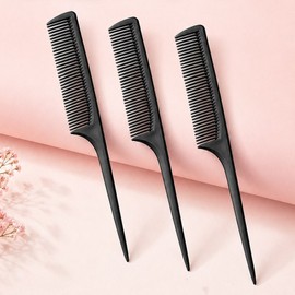 Irumoa Fine Hair Salon Hair Comb Parting Tail Comb, 3 Pieces, Black / 이루모아 촘촘한 미용실 헤어 빗 가르마 꼬리빗, 3개, 블랙