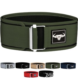 IBRO Quick Locking Premium Weight Lifting Belt - Back Support for Powerlifting, Cross Training & Gym Bodybuilding - 4 Inch Nylon Men and Women with Metal Buckle for Core Stability Green L