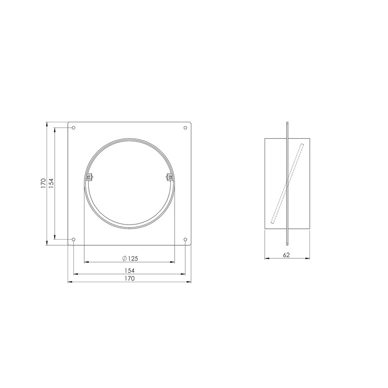 Wall Flange 125 mm with Backflow Flap PVC Connector Round