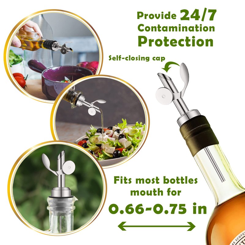WAFJAMF 2 Pcs Weighted Stainless Steel Bottle Pourers, Self Closing