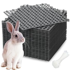 Niwaes Rabbit Cage Mat Floor 24 Pcs Plastic Bunny Resting Mats for Wire Cage Bottom 12x12 Washable Small Animal Feet Pad with Holes for Chinchilla Ferret Guinea Pig Easy to Cut and Splice (Grey)