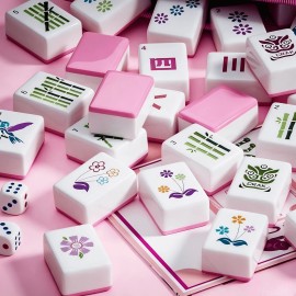 First-Class Durable 160 Pieces Complete Set Classic Retro Style American Mahjong Set for Social Enthusiasts Gift ChoiceSize: 1.26*0.95*0.63 Inch, Color: pink clown
