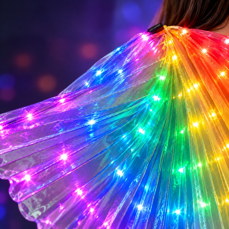 Rainbow LED Light-Up Butterfly Wings Costume, Illuminated Dance Wings for