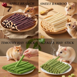 YTSKJ Rabbit Toys 660g/23oz 4 in 1 Bunny Chew Treats for Grinding Teeth Guinea Pig Biting Toy Hamster Molar Food Timothy Sticks Sweet Bamboo Dental Snacks for Small Animals Rodent（About 160 PCS