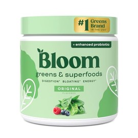 Bloom Nutrition Superalimento Verdes En Polvo, Enzimas Digestivas Con Probióticos Y Prebióticos, Salud Intestinal, Alivio De La Inflamación Para Mujeres, Clorella, Mezcla De Jugo Verde Con P
