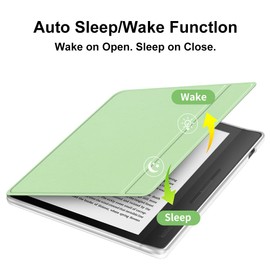 Case for 7" Kobo Libra Colour 2024 Released, Ultra Clear Soft Flexible Transparent TPU Back Cover with Auto Sleep/Wake for Kobo Libra Colour, Light Green