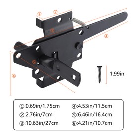 WellMade Heavy Duty Self-Locking Gate Latch for Wooden Fence, Post Mount Automatic Gravity Lever Door Latches for Garden Outdoor/Pool Gate, Metal Gates Vinyl Fence Gate Lock, Black Finish with Screws