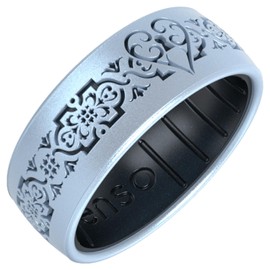 Enso Rings Etched Classic Valentine's Day Silicone Rings - Comfortable and Flexible Design - Locked in Love - Size 6