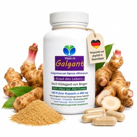 Galangal Capsules 180 x Galangal Root, Bitter Substances, Digestive, Galletifying. According to Hildegard von Bingen for Stomach, Digestion, Metabolism. Pure Natural [No Additives] 26875-180