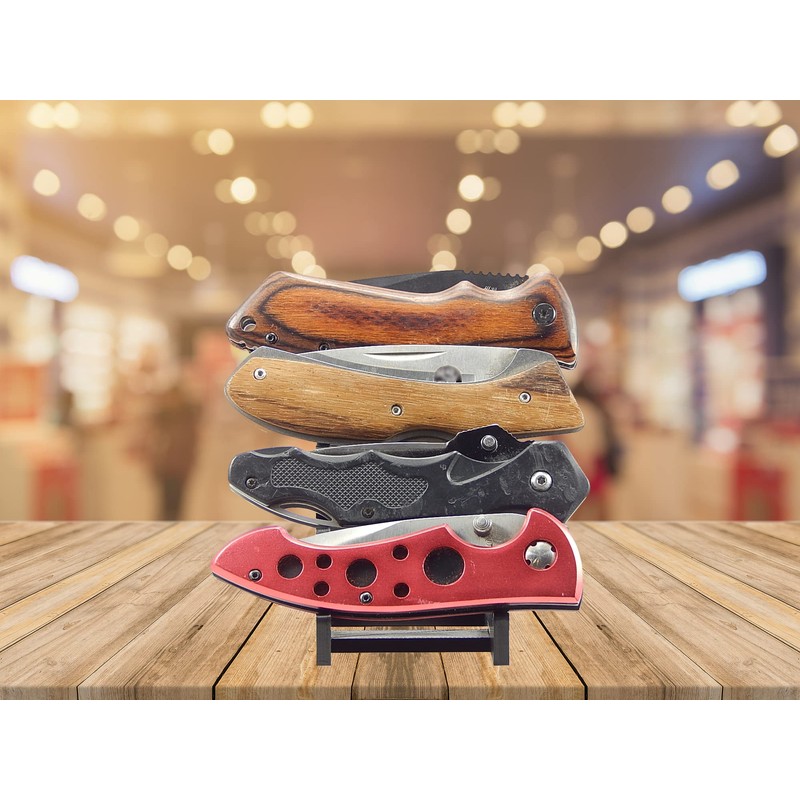 Black Knife Display Stand Rack Holder Organizer For 4 Pocket