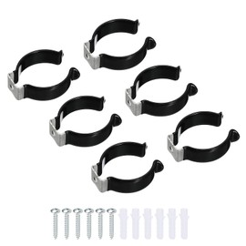 MECCANIXITY T12 U Clips Holder Bracket for LED Light Bulb Mounting Bracket Support Stainless Steel Fluorescent Tube Holder Screw Pipe Clamps Spring Holder Tool Clips, Black Pack of 6