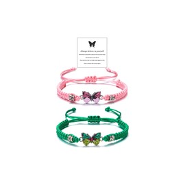 Stocking Stuffers Holiday Outfits for Women 2024 Butterfly Bracelet for Women Butterfly Jewelry Adjustable Braided Rope Butterfly Bracelet Friendship Jewelry Gift for Teens Girls