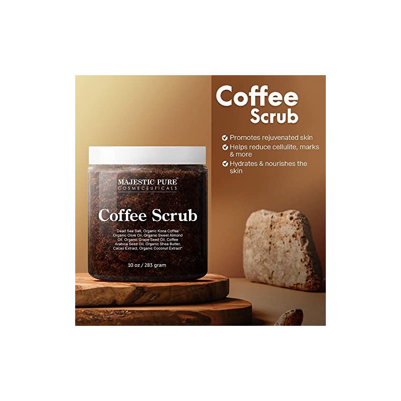 Majestic Pure Arabica Coffee Scrub - All Natural Body Scrub