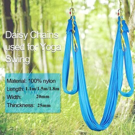 2Pcs 22KN Strong Climbing Strap Daisy Chain Nylon Daisy Chain Adjustable Strap Rope ，Length 110/150/180cmYoga Extend Belt (Blue, 1.8m)