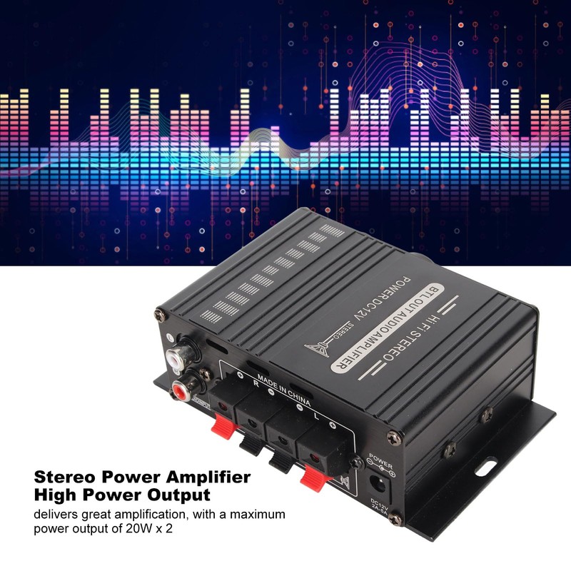 Power Amplifier, Bluetooth 5.0 Stereo Audio, 2 Channel Amplifier Receiver