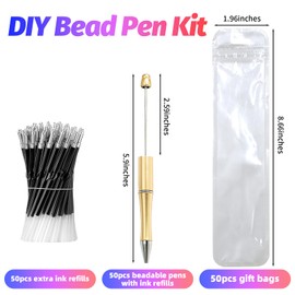 DASTTUIS 150 Pieces DIY Beadable Pen Kit – 500 Plastic Ballpoint Pens with Refills & Bags – School Supplies, Office Accessories & Decorative Items for Students & Teachers (Silver and Gold)