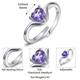 CRYSLOVE Hug Ring for Women 925 Sterling Silver Adjustable Open Birthstone Ring Embrace Thumb Hug Hand Finger Heart Rings for Wife Girlfriend