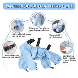 Ittokis Anti-Dirt Dog Pants for Small Dogs Pet Dust Pants Waterproof Puppy Leg Covers Outdoor Walking Dog 4 Leggings for Small Medium Doggy （Blue,S）