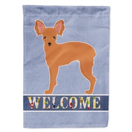 Caroline's Treasures CK3676GF Russkiy Toy or Russian Toy Terrier Welcome Garden Flag Mailbox Flag Decorative Yard Flag Banner Outside Patio Artwork Yard Flower Beds, Garden Size, Multicolor