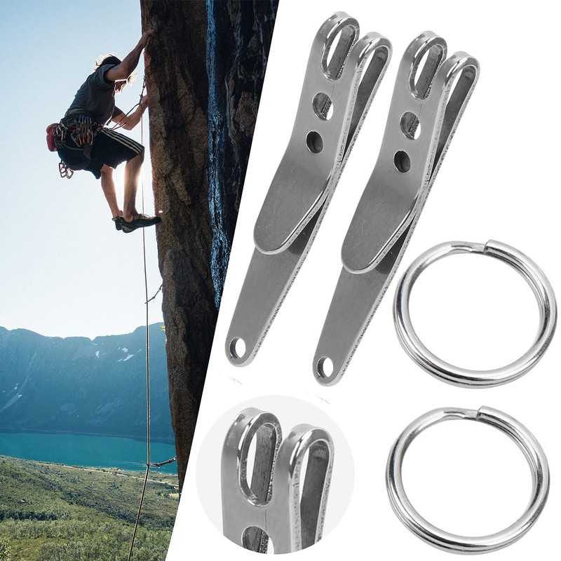 2Pcs Carabiner Clip Retractable Ring Set Titanium KeyChain Quick Release