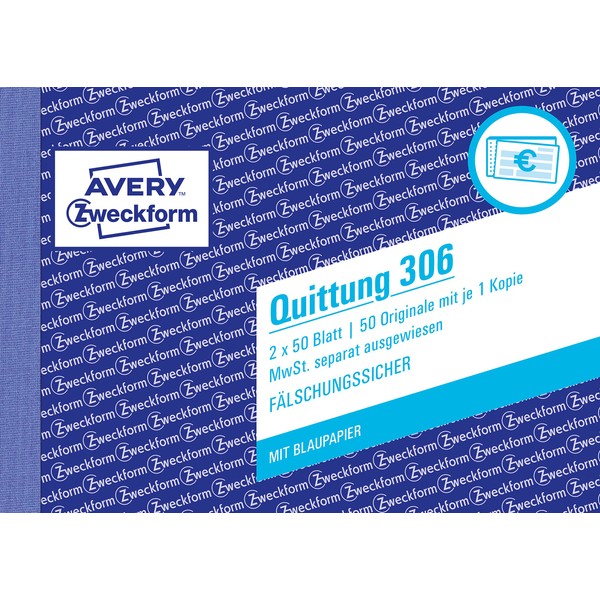 Avery Zweckform 306 Quittung MwSt. separat ausgewiesen (A6 Landscape 1