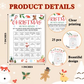JUSITAKEET Christmas Find Someone Who Game Cards, Merry Christmas Themed Party Bingo Games for Adults, Families, Large Groups, Holiday Winter Party Supplies Decor, Set of 25 - A02