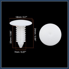 INFINAUTO 40pcs 7mm Hole Dia Plastic Bolt Rivets Bumper Clips White for Car Stylish Design