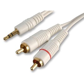 LEAD, 3.5 P TO 2X PHONO, WHITE, 5M, Audio & Video Cable Assemblies QTY X 1