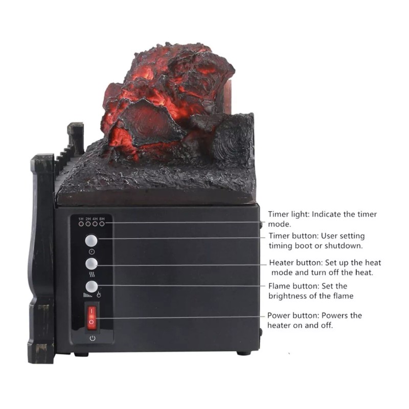 Unbranded 1500W 120V Electric Fireplace Log Insert Heater With Remote
