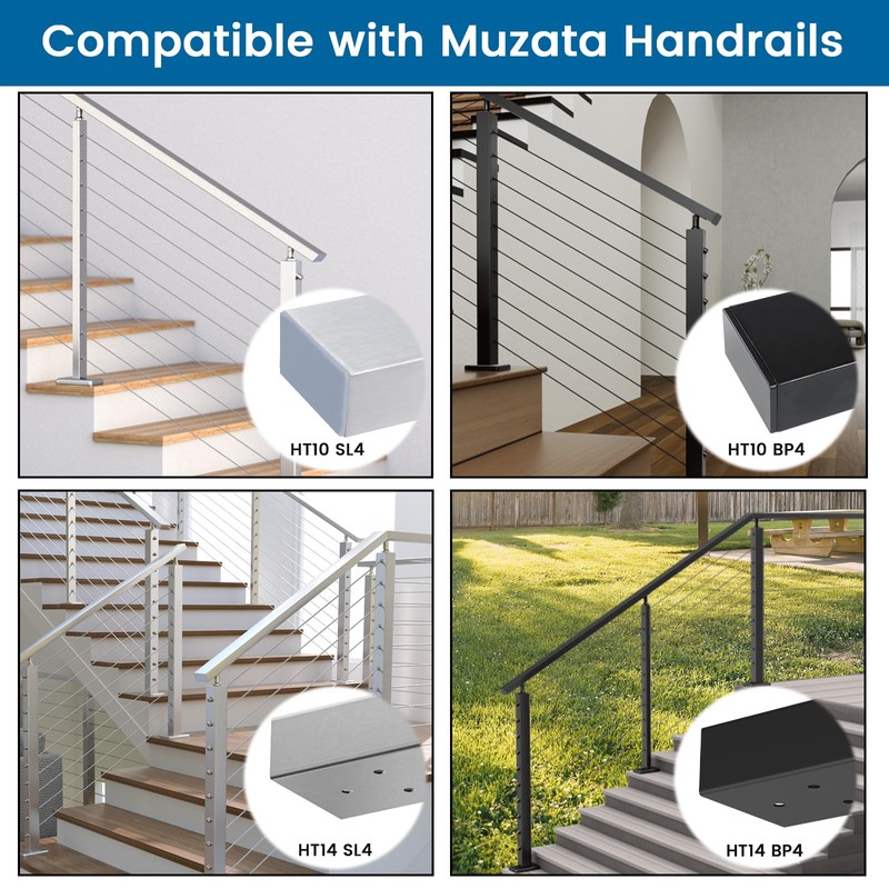 Muzata HT10 HT14 Stainless Steel Flat Handrail Accessories - 2Pack