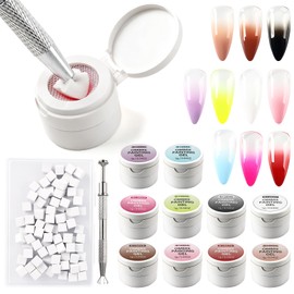 TADOPRO Ombre Gel Nail Polish Kit- 10 Colors Patting Gel Polish & 100 Mini Nail Sponges for Ombre & Grabbing Pen, Gradient Gel Nail Blush Blooming Aura French Nail Art Manicure Kit for DIY Home Salon