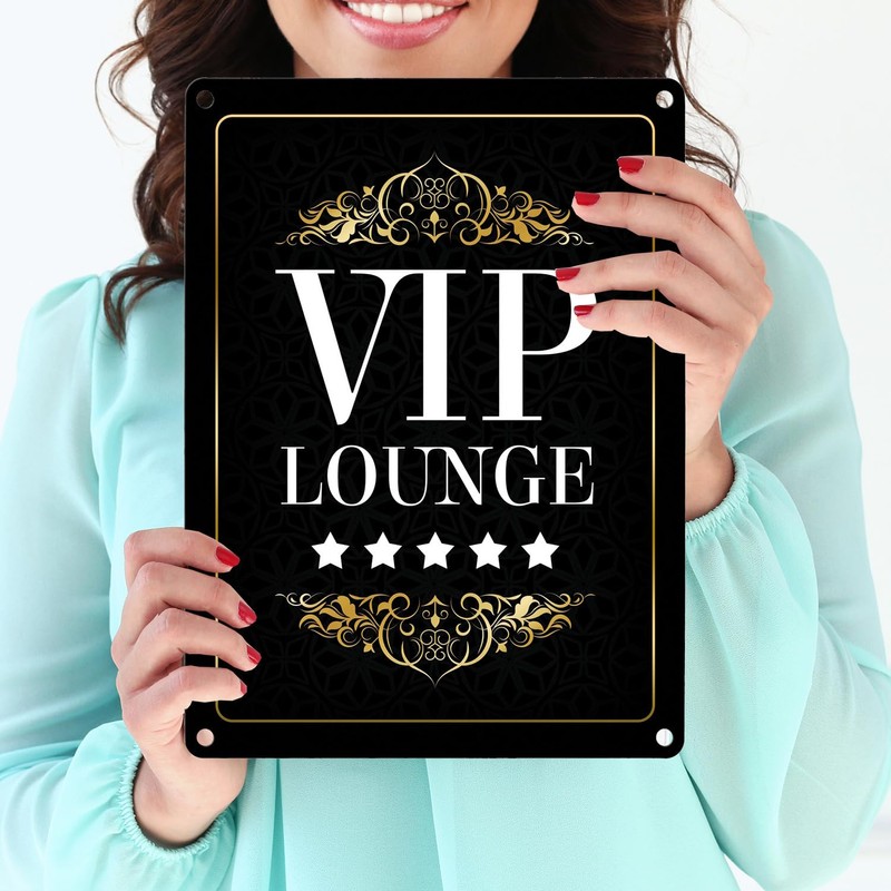 VIP Lounge Metal Sign with 5 Stars Motif Party Luxury