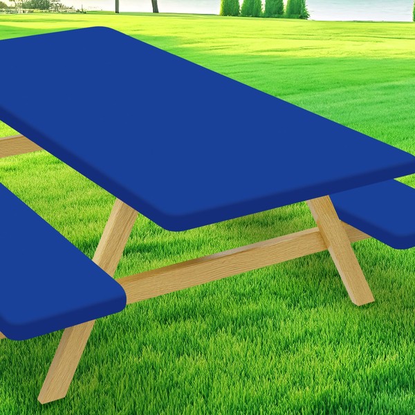 Moosfor Picnic Table Cover with Bench Covers, Elastic Fitted Spandex