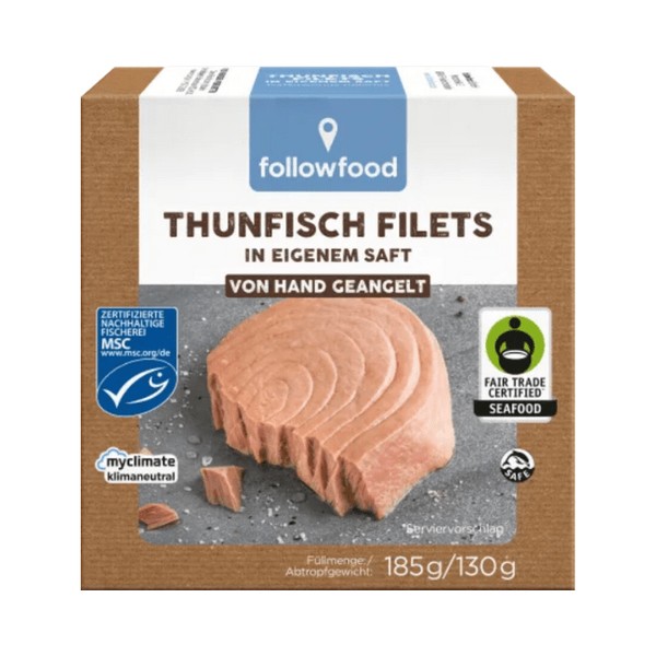 followfish Thunfisch Filets, in eigenem Saft, MSC Zertifizierung, Fair Trade 130 g