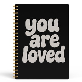 FGFK You Are Loved Inspirational Spiral Notebook Journal, Positive Affirmation Journal for Women, Motivational Black and White Minimalist Notebook, 5.5x8.3 Inches 307