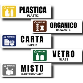 You That Waste Container Sticker for Separated Waste Collection, Dimensions: 15 x 4 cm, Washable, Waterproof, Italian and English, High Resistance