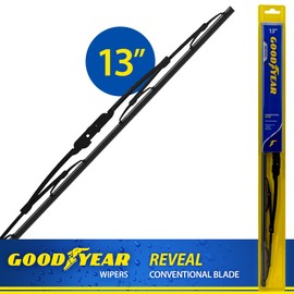 Goodyear Reveal 13" Conventional Windshield Wiper Blade, Rust-Resistant Replacement Wiper Blade with Universal Adaptor, Pack of 1