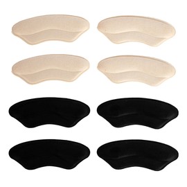 Heel Grips Liner Cushions Inserts for Loose Shoes, Shoe Inserts for Women, Comfortable Heels, Heel Grips, Heel Pads for Shoes, 4 Pairs (Black & Beige)