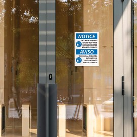 NMC ESN539PB Notice FACE MASK Required Even IF You Have Been Vaccinated Against COVID-19, English Spanish, 10 X 14 Sign, Pressure Sensitive Vinyl .0045