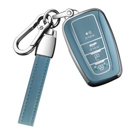 Compatible with Toyota Key Fob Cover with Keychain Soft TPU Key Protector Case for 2020-2022 Prius Corolla Highlander 2018-2024 RAV4 Camry C-HR Avalon GT86 Smart Key(only for Keyless go)Storm Blue