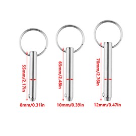 4PCS Quick Release Pin with Spring Loaded Ball End Circle Ring Stainless Steel, Bimini Tops for Boats Accessories(8×55mm)