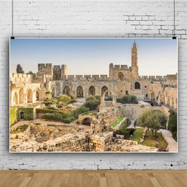 Pnylzzyxh Jerusalem Backdrop Israel Historical Site Backdrop Old City Tower of David Backdrop for Commemorate Theme Portrait Photography Background 10x8ft Banner Photo Studio Props