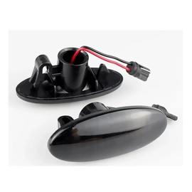 znakeauto 2x Amber Full LED Front Side Marker Lights Compatible With Niss-an Juke Cube Leaf, Replace OEM Sidemarker Lamps（Powered by 20-SMD LED） (Juke Smoked Lens)