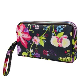 AdiStylinno Wristlet Wallet, Large Capacity Polyester Wristlet Clutch Bag Waterproof 3 Compartments with Colorful Zippers and Wrist Strap Wristlet Purse for Women (B)
