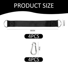 FDGGT Set of 4 Swing Straps with 4 Carabiners, Swing Mounting Accessories, Hammock Accessories, Hammock Suspension Devices, Hammock Attachment Accessories